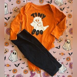 Old Navy Orange Tiny Boo Onesie with Leggings Size 3-6 months